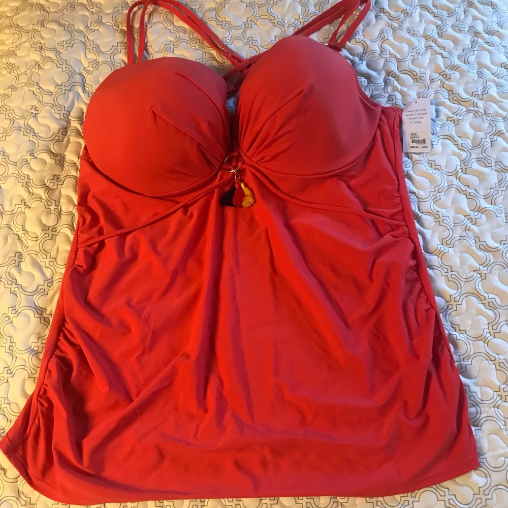 Coral/Cayenne Lane Bryant Swimsuit Top NWT